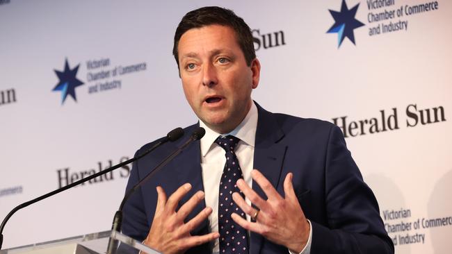 Opposition leader Matthew Guy during his address. Picture: David Caird