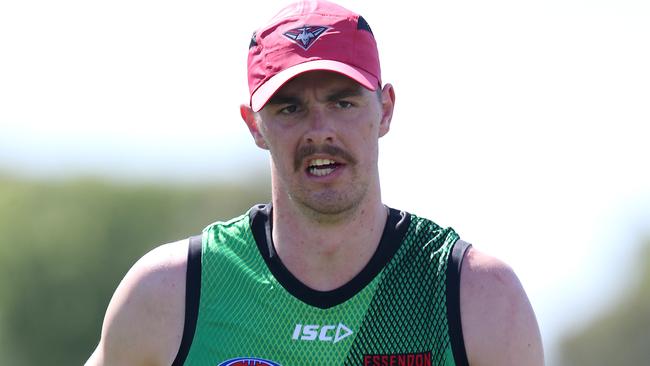 Joe Daniher in action at Essendon training. Picture: Michael Klein