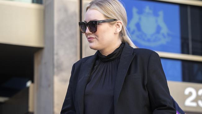 Olivia Rodgers leaves the Hobart Magistrates Court.