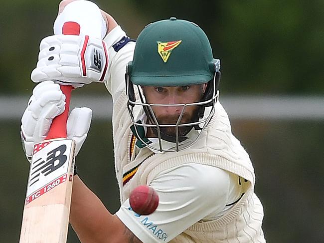 ADELAIDE, AUSTRALIA - OCTOBER 31: Matthew Wade of the Tasmanian Tigers  bats during day two of the Sheffield Shield match between Western Australia and Tasmania at Gladys Elphick Park on October 31, 2020 in Adelaide, Australia. (Photo by Mark Brake/Getty Images)