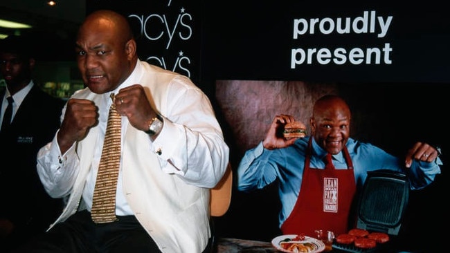 George Foreman at Macy’s promoting his ‘Lean, Mean, Fat-Reducing Grilling Machine’ in 1998. Picture: Mitchell Gerber/Corbis/VCG/Getty Images/WSJ