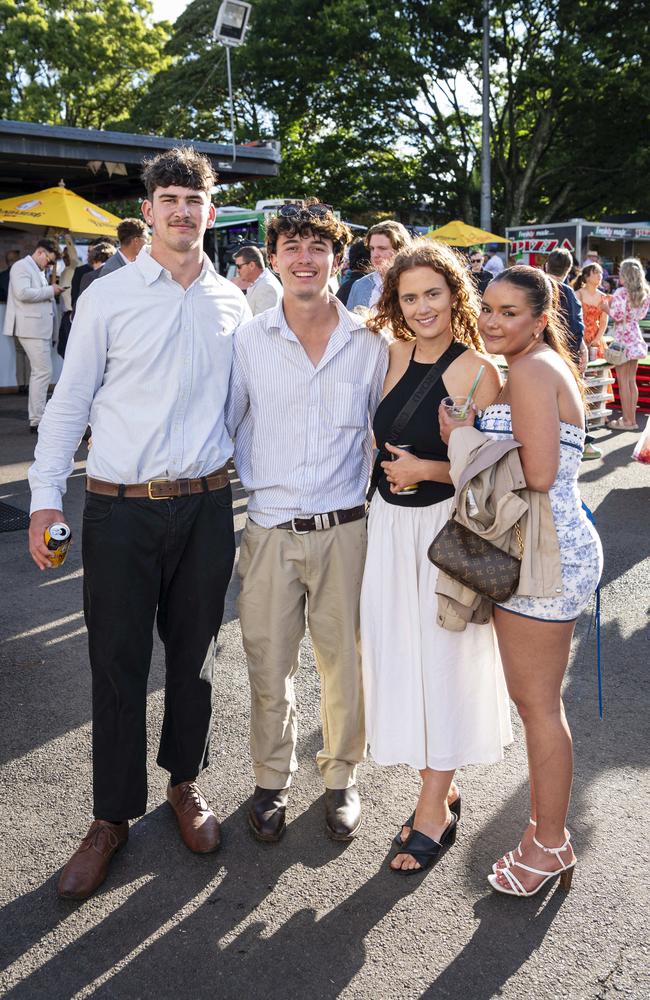 At Weetwood raceday are (from left) Declan Pearson, George Jerrard, Olivia Redfern and Izzy Pascoe at Clifford Park, Saturday, September 28, 2024. Picture: Kevin Farmer