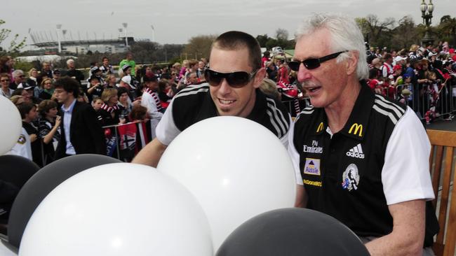 Nick Maxwell and Mick Malthouse in the Grand Final parade.