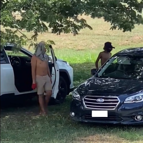 Suspected car thieves were filmed switching vehicles by a Heatley resident. Picture: Supplied.