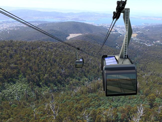 Artist’s impression of the cable car development proposed for Tasmania’s Mt Wellington