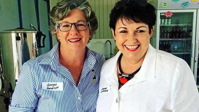 Georgie Somerset and Lorraine Crothers at the Dirranbandi AgForce meeting. Picture: Sharon Purcell