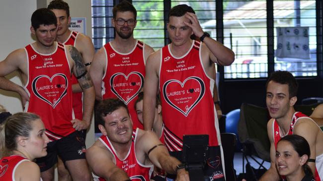 Team Layla cheer on their fellow rower in the 2020 Laurie's Love Row for a Cure.