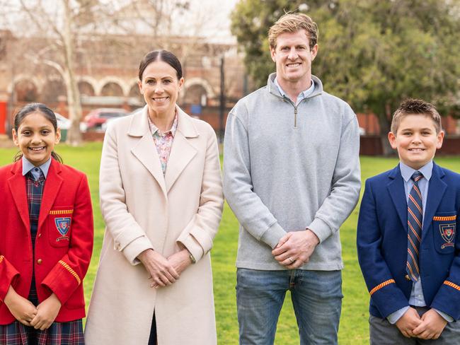 Sukti Patel (Year 6 student), Natalie von Bertouch, Tom Jonas, Nicholas Eddington (Year 6 student). Picture: St Ignatius College