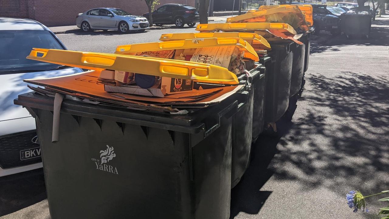 Overflowing bins are a familiar site on the streets of Abbotsford. Picture: Supplied