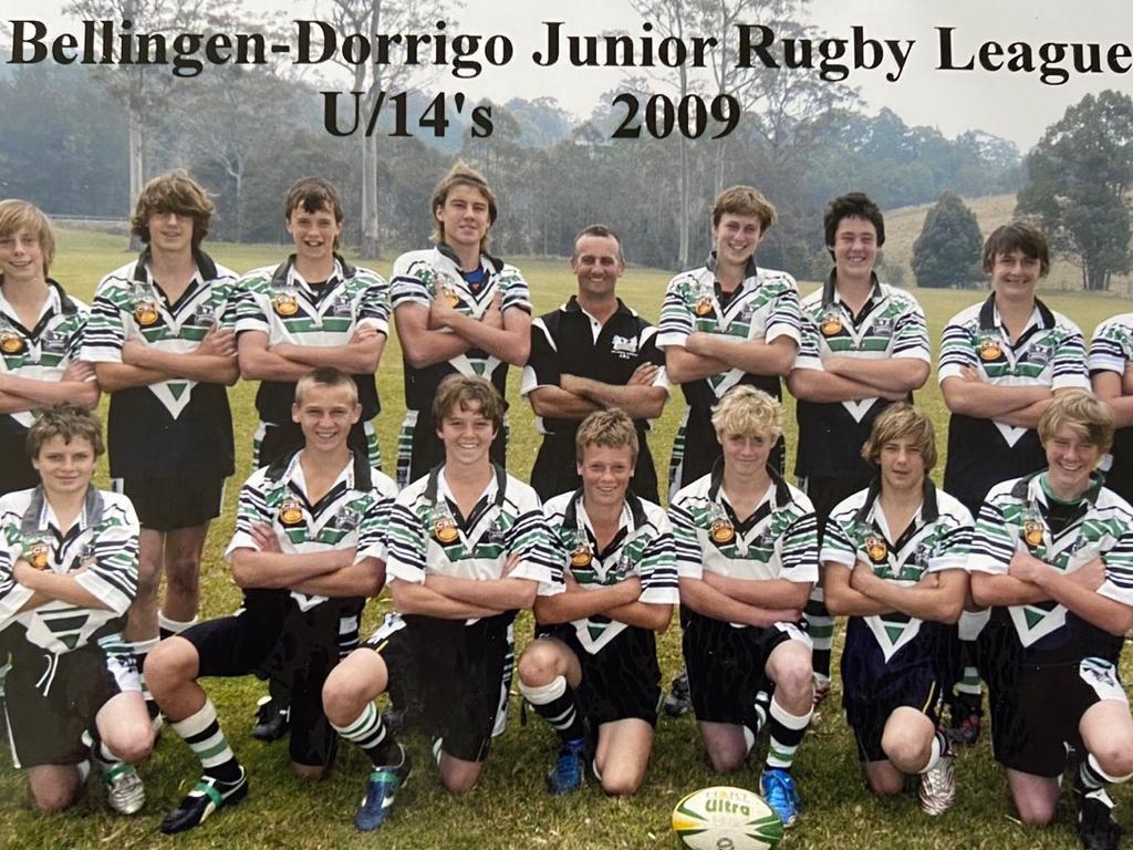 Penrith Panthers star Dylan Edwards (third from the left, front row) during his junior rugby league days with Bellingen-Dorrigo.