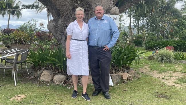 Federal Member for Dawson Andrew Willcox MP and Senator the Hon Bridget McKenzie, Opposition leader for Infrastructure, Transport and Regional Development were visiting the Whitsundays Gold Coffee to meet the community and talk about the state of the Bruce Highway and the federal review on infrastructure funding on November 22, 2023. Picture: Estelle Sanchez