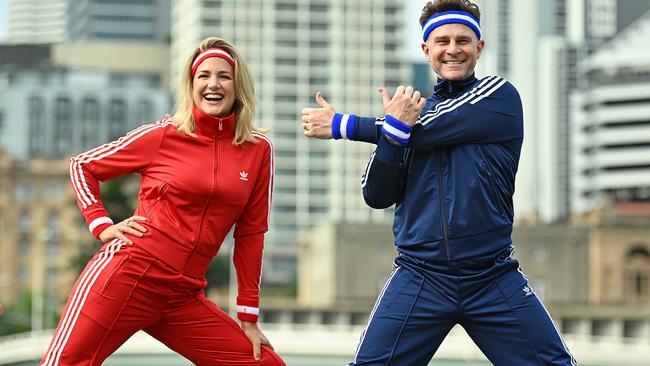 Georgina Hopson and David Campbell in their Physical outfits. Picture: Lyndon Mechielsen