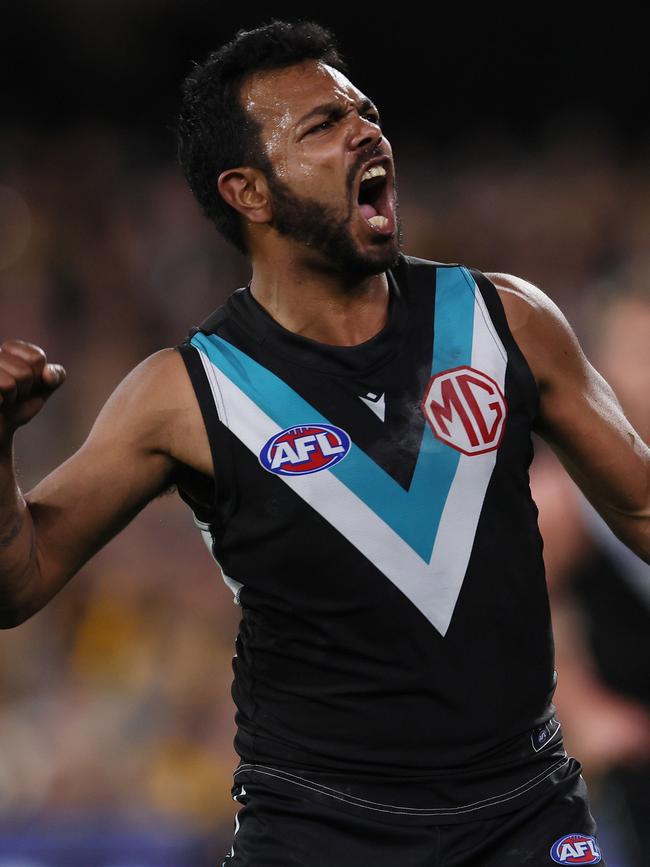 Rioli is pumped up during last year’s finals series.