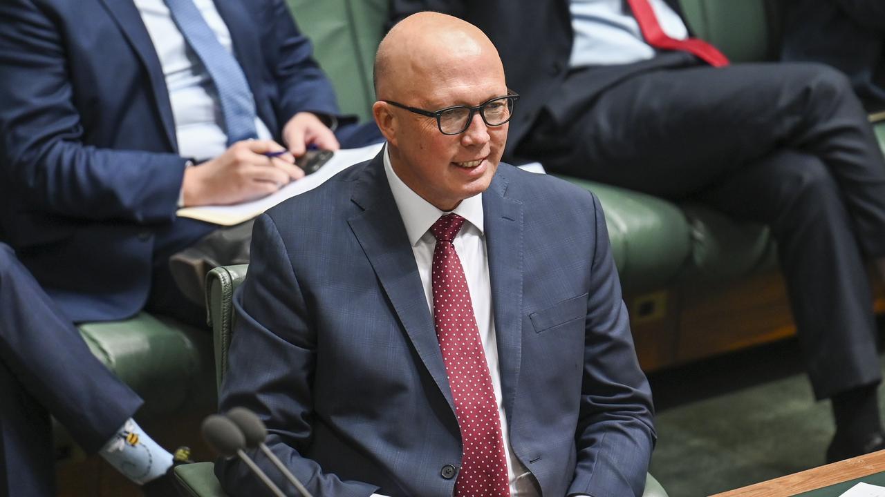 Opposition leader Peter Dutton has proposed a ban on gambling advertising before, during and after televised sporting events. Picture: NCA NewsWire/Martin Ollman