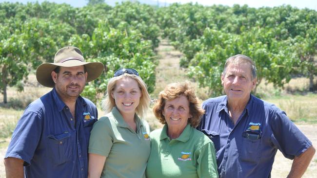 Bowen mango orchard Marto's Mangoes is owned by the Martin family (from left) Ben Martin, Ash-lei Martin, Bernadette Martin and Gary Martin. Picture: Nadine O'Neill