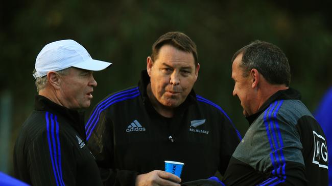 All Blacks coach Steve Hansen with selector Grant Fox and assistant coach Ian Foster.