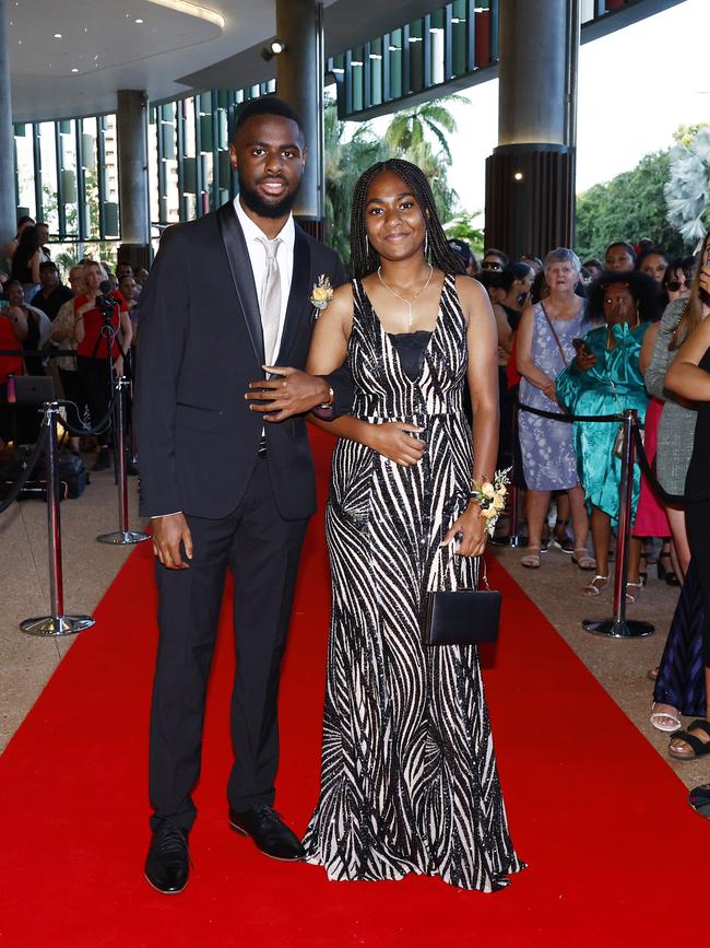 Stanley Gela and Maigela Gela arrive at the Trinity Bay High School formal evening, held at the Cairns Convention Centre. Picture: Brendan Radke