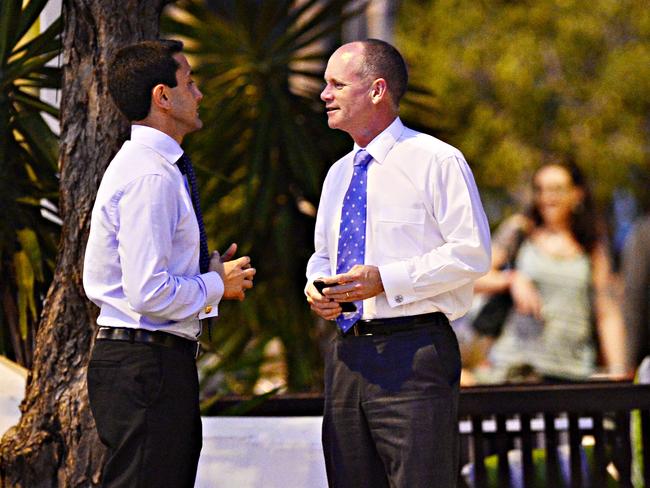 Premier Campbell Newman at an LNP fundraiser with MP David Crisafulli in 2015. Picture: Zak Simmonds