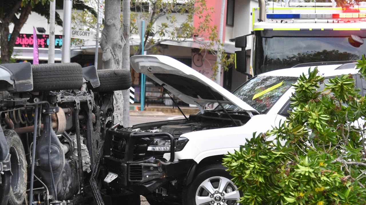 Accident in North Ward near the intersection of Gregory Street and Mitchell Street. Picture: Evan Morgan