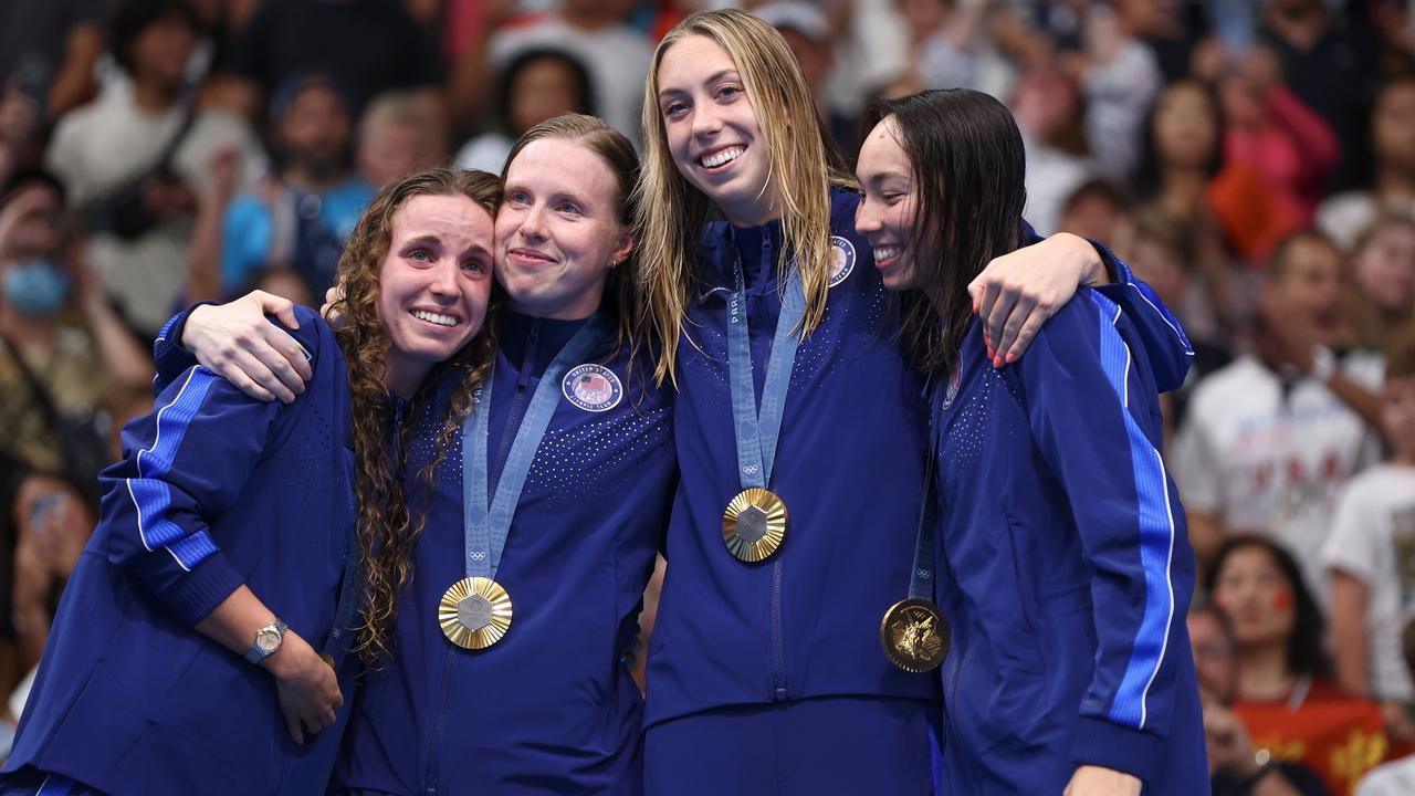 America’s win in the women’s medley relay sealed the win. (Photo by Maddie Meyer/Getty Images)