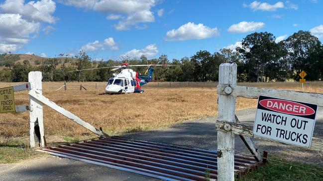 The toddler was flown to hospital in a serious but stable condition after the crash this morning. Courtesy: RACQ Lifeflight Helicopter