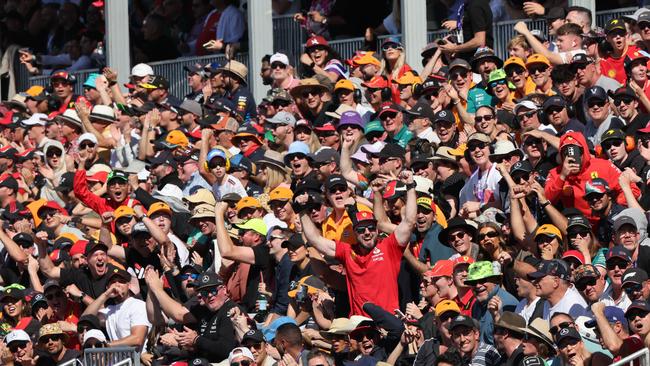 2024 Australian Grand Prix. Sunday Race Day Australian Grand Prix race. Ferrari fans celebrate a Ferrari win. Picture: David Caird