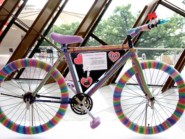 The Love Wheels bicycle at the National Museum of Australia in Canberra. Picture: Kym Smith.