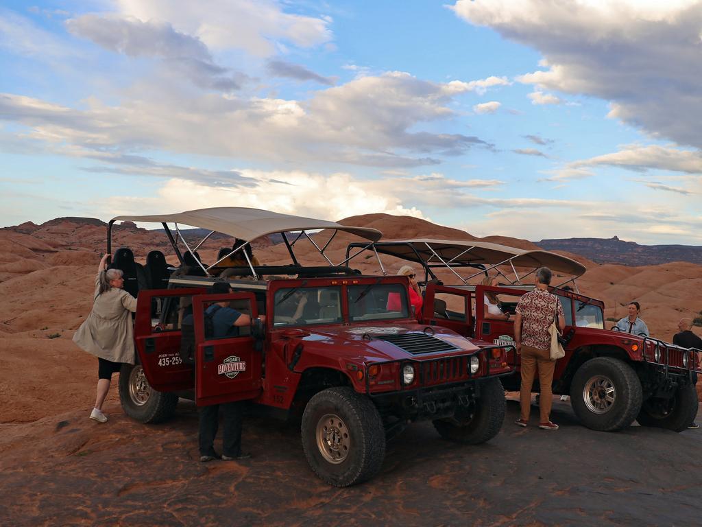 The sunset Hummer Safari to "Hell's Revenge" with the Moab Adventure Center team. Picture: Nicholas Eagar