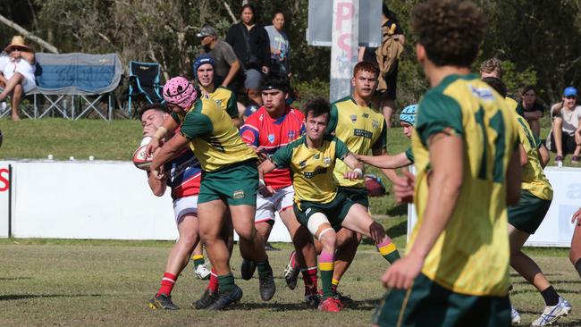 Action galleries of the junior rugby union grand finals, match played at Surfers Paradise Home Ground. Surfers Paradise Dolphins Vs Bond Uni under 18s division. Picture Mike BatterhamAction galleries of the junior rugby union grand finals, match played at Surfers Paradise Home Ground. Surfers Paradise Dolphins Vs Bond pirates under 18s division. Picture Mike Batterham