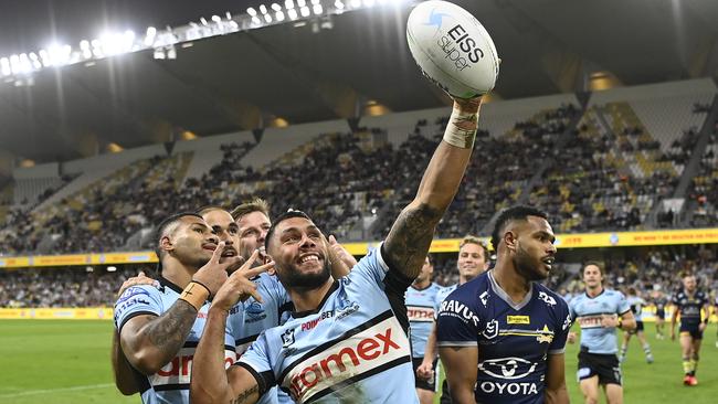 The Sharks were happy. Photo by Ian Hitchcock/Getty Images