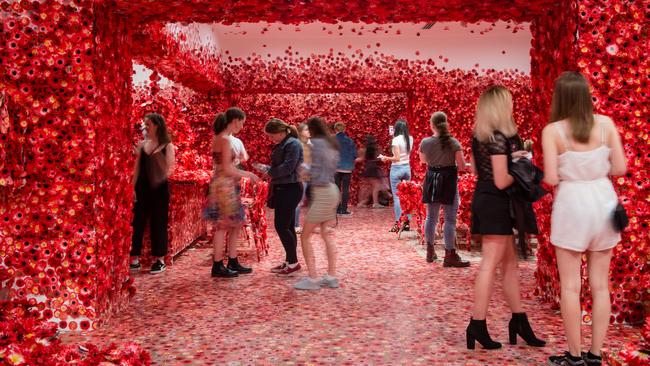 Installation view of Kusama’s Flower Obsession 2017.