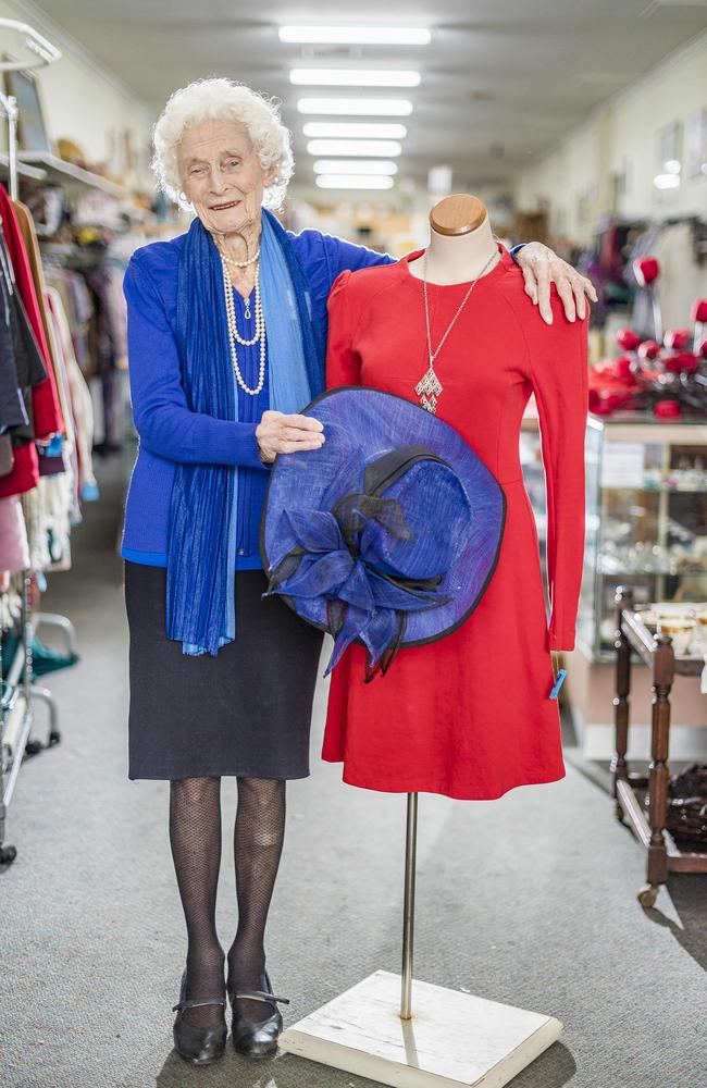 Freda Miles works behind the counter at Forest Hill op shop This n That. Picture: Jason Edwards