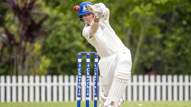 Churchie batsman Flynn Thomasson top scored for his side. (AAP Image/Richard Walker)