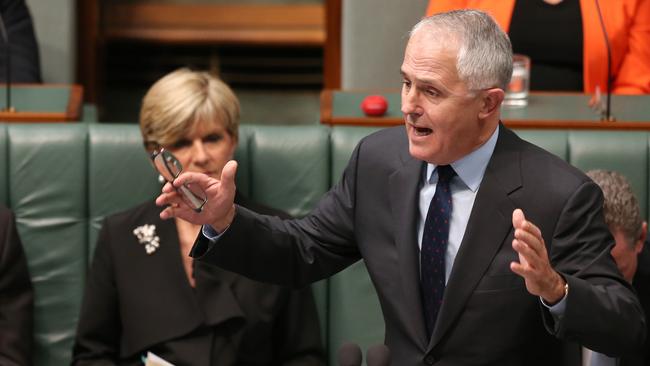 Malcolm Turnbull and Julie Bishop. Picture: Kym Smith