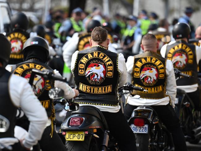 Comanchero Bikies gather an annual bikie run. Picture: NewsWire