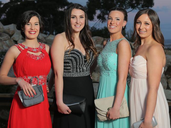 St Aloysius leavers, from left, Holly Gregg, Chloe Palmer, Hayley Evans and Tessa Brinsmead. Picture: LUKE BOWDEN