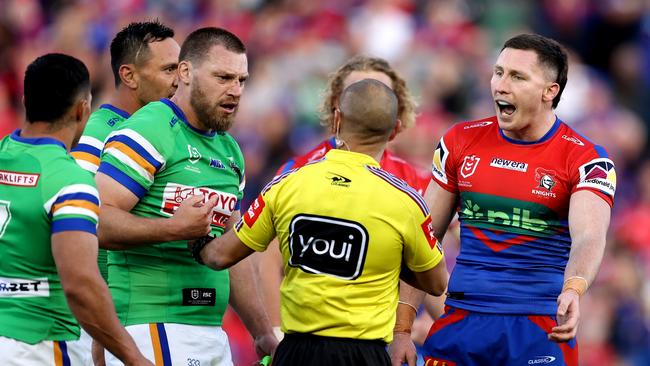 Tyson Gamble is adamant that Jack Wighton bit him. Picture: Brendon Thorne/Getty Images