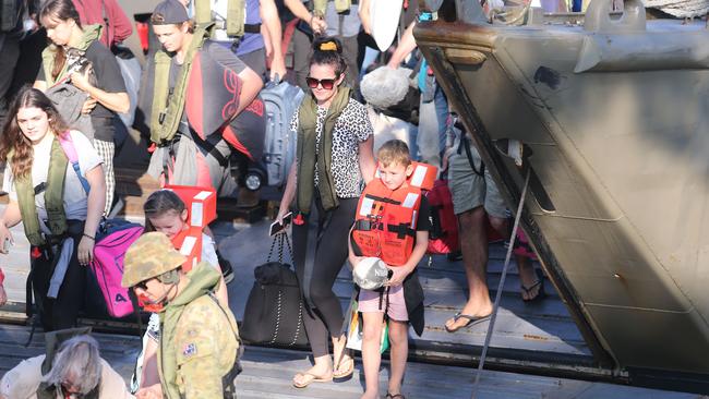 Evacuees disembark at Hastings. Picture: Wayne Taylor