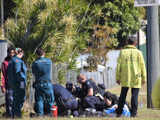 Emergency services at the scene of the Archer Street crash.