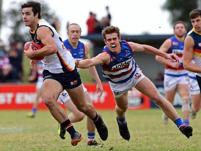 21/07/18  - SANFL: Central District v Adelaide at Elizabeth Oval.  Adelaide's Darcy Fogarty in action.Picture: Tom Huntley