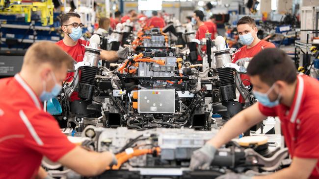 Electric cars will be manufactured for the state government by 2023. Picture: Thomas Kienzle/AFP