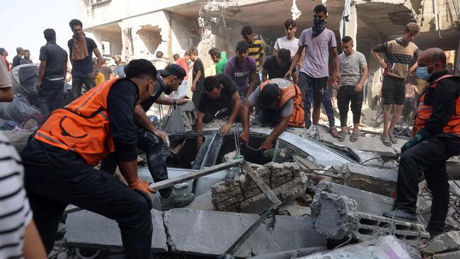 A search for survivors in Rafah. Picture: AFP