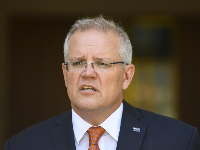 Australian Prime Minister Scott Morrison speaks during a press conference on the governments' bushfire response at Parliament House in Canberra. Picture: AAP