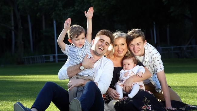 Matty and Esther Acton with Zander, baby Eden and Ethan in 2017. Picture: Renae Droop