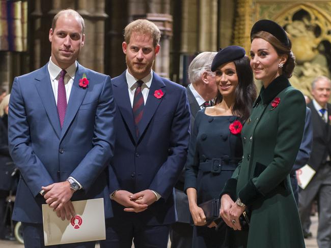 Meghan felt unsupported by Kate, pictured with Prince Harry and Prince William. Picture: Getty