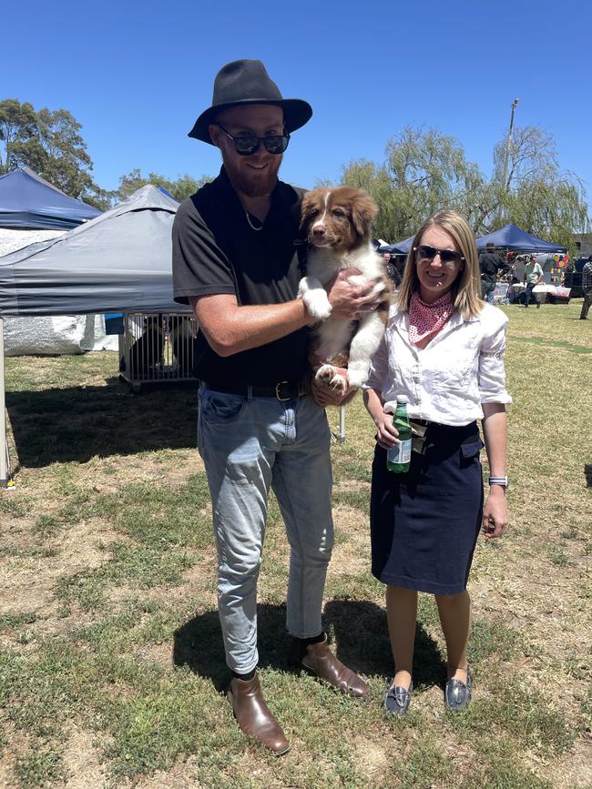 Rex, Dominic Finlay and Aimee Petersen at the Lang Lang Pastoral Agricultural and Horticultural Show on Saturday, January 18, 2025. Picture: Jack Colantuono