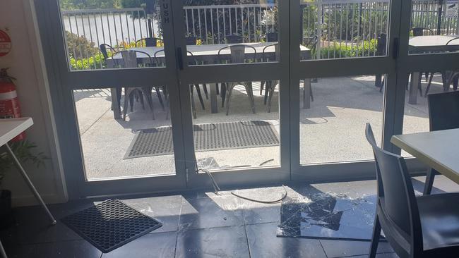 Aftermath of a break-in at Café Two Coomera.