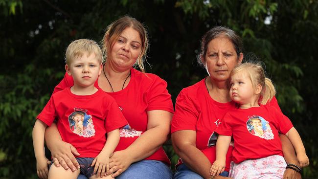 Onyx Rose Lambert’s sister Ivy (left) and mum Michelle with Ivy’s children Micheal, 4, and Jessica, 2. Picture: Adam Head