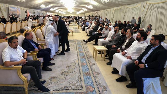 Mourners attend the funeral for Haniyeh in the Qatari capital Doha on August 2. Picture: Mahmud Hams / AFP