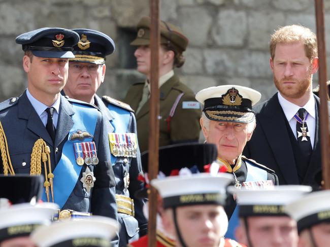 Relations between the three around the Queen’s death in 2022 were tense. Picture: Getty Images